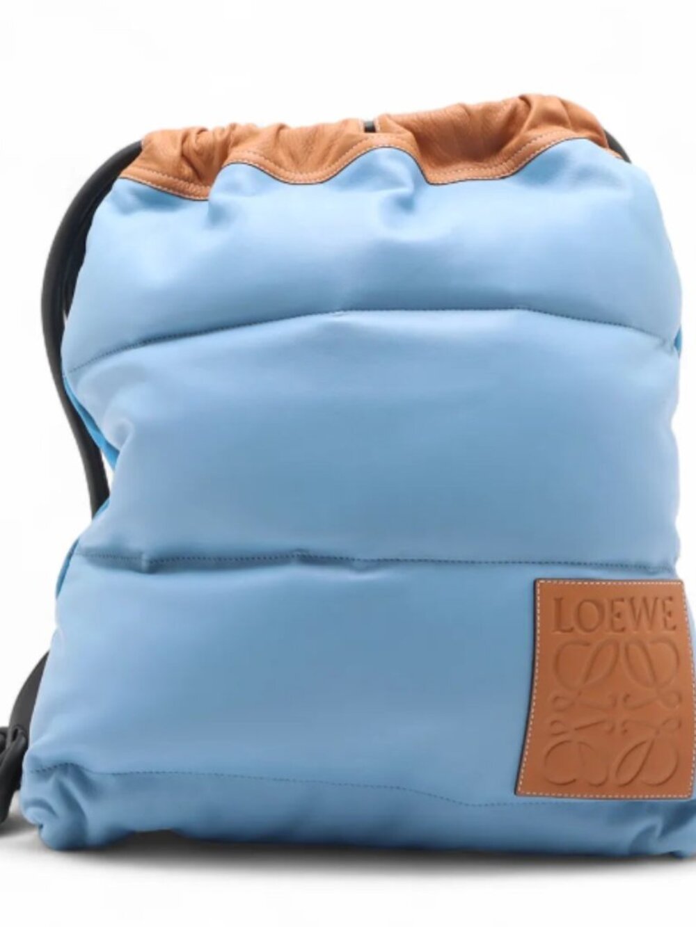 Loewe Puffy Yago Leather x Nylon Backpack Blue x Brown